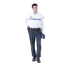 Polo Blanc Police Municipale 50/50 manches longues - XL