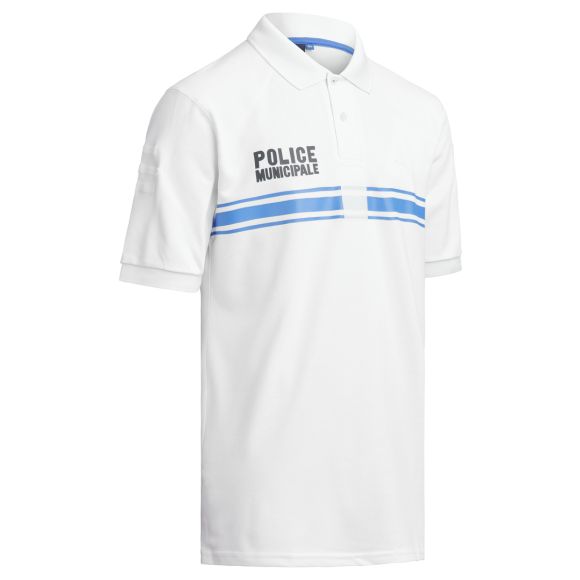 Polo blanc Police Municipale 50/50 manches courtes