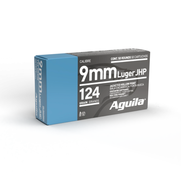Cartouches Aguila Calibre 9mm JHP 124 Grains (50/500)