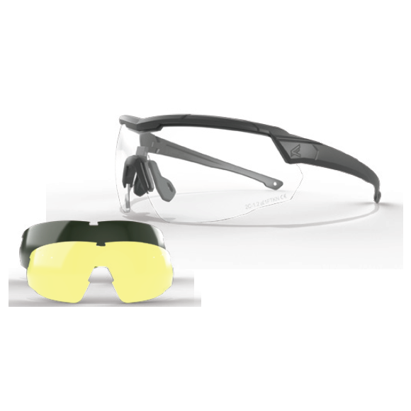 LUNETTES EDGE TACTICAL ROLLING THUNDER - NOIRE - KIT 3 ECRANS INC/FUME/JAUNE