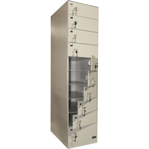 Armoire forte de sécurité - 10 casiers - avec clé passe-partout